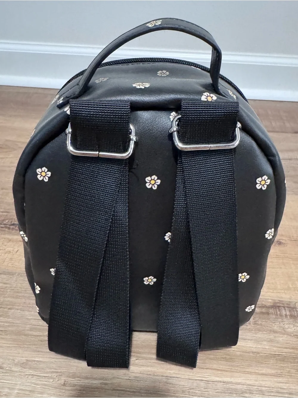 Cat & Jack Black Mini Backpack with White Daisy Print